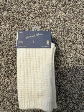 Universal Thread Cream Ribbed Crew Socks - 3 Pack